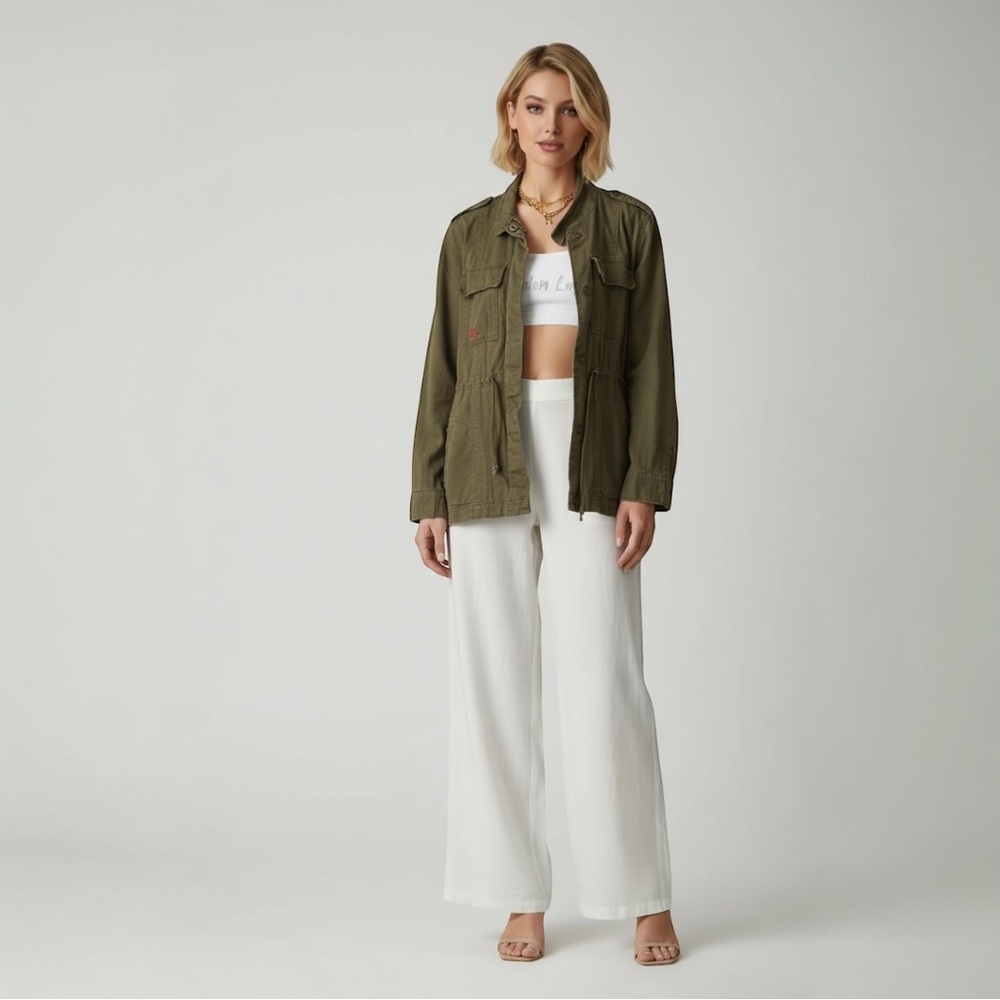 26 International Olive Embroidered Utility Jacket - Picture 10 of 11